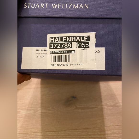 ASO Kate Middleton. Stuart Weitzman HalfnHalf Dark Brown Suede Knee Boots Size 7 - Picture 11 of 11